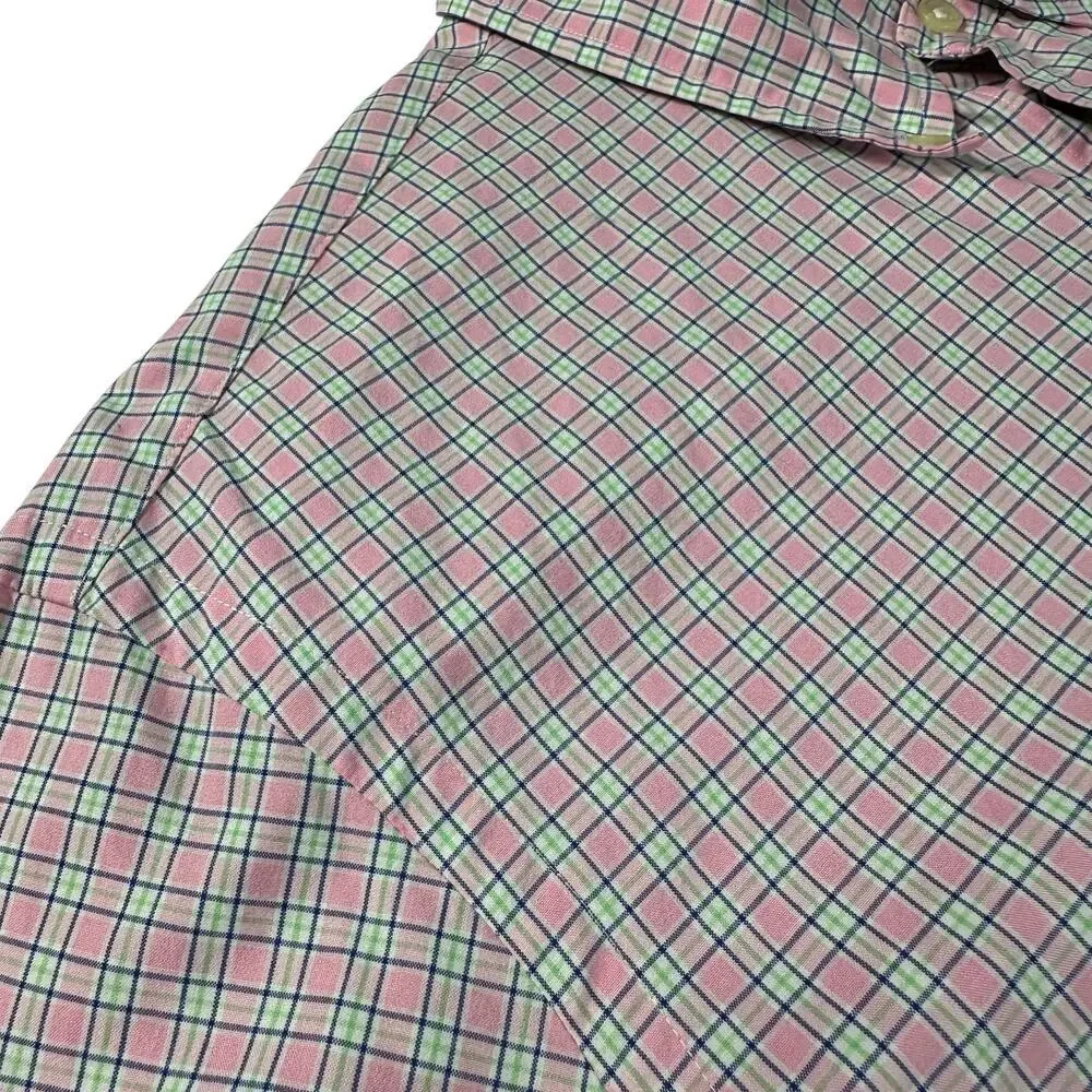 Ralph Lauren Pink Plaid Long Sleeve Button Down Collared Dress Shirt Cotton Sz L